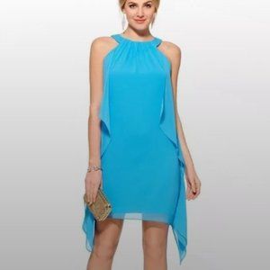 Badgley Mischa for Cache Bright Blue Turquoise Halter Dress size 6